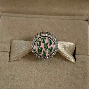 Pandora Engraved Button Cactus Curacao Charm